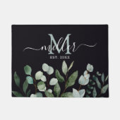 Monogram Saliegroen Eucalyptus Groene Bladeren Deurmat (Voorkant)