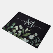 Monogram Saliegroen Eucalyptus Groene Bladeren Deurmat (Schuin)