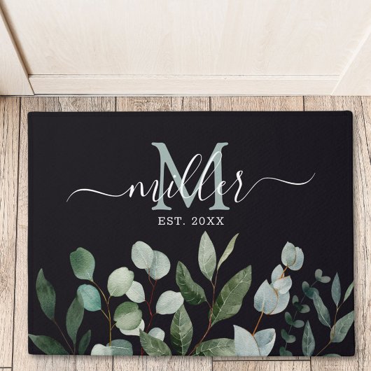 Monogram Saliegroen Eucalyptus Groene Bladeren Deurmat
