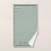 Monogram Saliegroen Grijze Rand Cadeau Bad Handdoek (Handdoek)