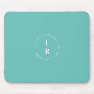 Monogram, salon, minimalistisch, turquoise muismat