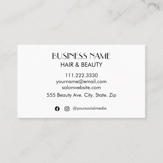 Monogram Salon zwart-wit Initiaal Visitekaartje (Achterkant)