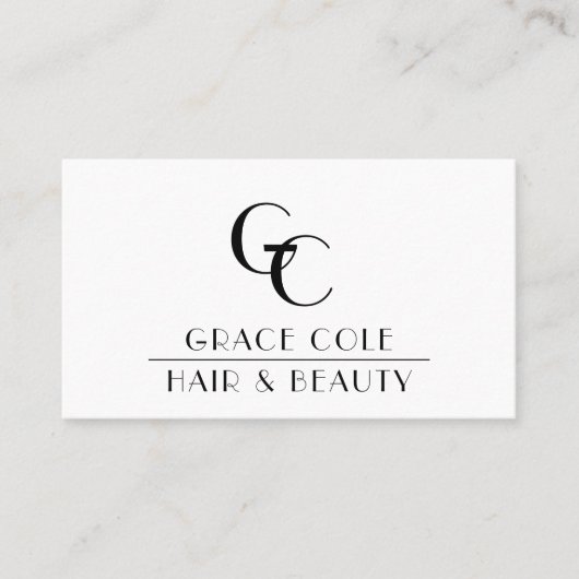 Monogram Salon zwart-wit Initiaal Visitekaartje (Voorkant)