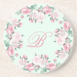 Monogram Sandstone onderzetter Floral rozen Aangep