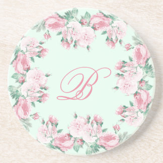 Monogram Sandstone onderzetter Floral rozen Aangep