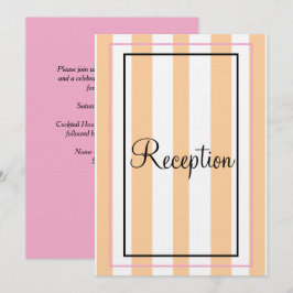 Monogram Sandy Beach Witte Strepen Roze Ontvangst Kaart