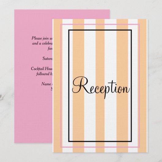 Monogram Sandy Beach Witte Strepen Roze Ontvangst Kaart (Voorkant / Achterkant)