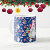 Monogram Santa Gnome voor Kerstmis Patroon Blauw Koffiemok
