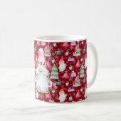 Monogram Santa Gnome voor Kerstmis Patroon Rood Koffiemok (Voorkant rechts)