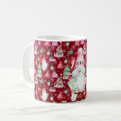 Monogram Santa Gnome voor Kerstmis Patroon Rood Koffiemok (Voorkant links)