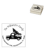 Monogram Santa Rode Vrachtwagen Terugkeeradres Ker Rubberstempel (Gestempeld)