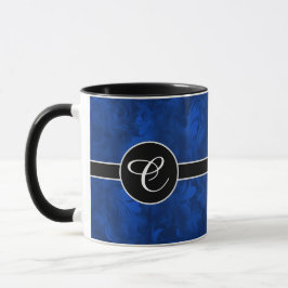 Monogram Sapphire Blue Abstract Feather Pattern Mok