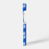 Monogram Sapphire Blue Damask-patroon iPhone Hoesje (Linkerkant)