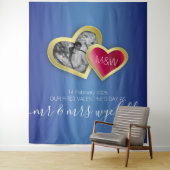 Monogram Sapphire Blue Ruby Red Valentijn Foto Wandkleed (In situ)