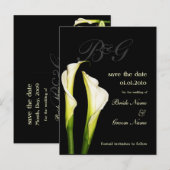 Monogram Save the Date, calla lelie ansichtkaarten Aankondigingskaart (Voorkant / Achterkant)
