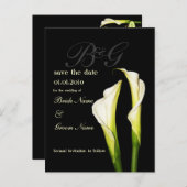 Monogram Save the Date, calla lelie briefkaarten (Voorkant / Achterkant)
