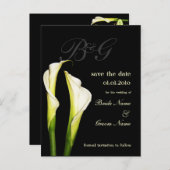 Monogram Save the Date, calla lelie briefkaarten (Voorkant / Achterkant)