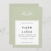 MONOGRAM SAVE THE DATE eenvoudig leuke tak lichtgr Kaart (Voorkant / Achterkant)