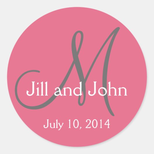 Monogram Save the Date Stickers Honeysuckle Pink (Voorkant)