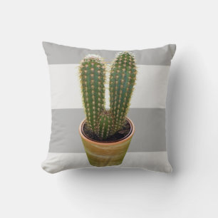 Monogram Scandinavische stijl cactus & grijze stre Kussen
