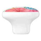 Monogram Scarlakk Ara's met Hibiscus Keramische Knop (Zijkant)