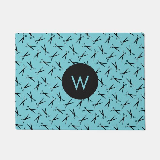 Monogram schaar-haarstlijstpatroon deurmat (Voorkant)
