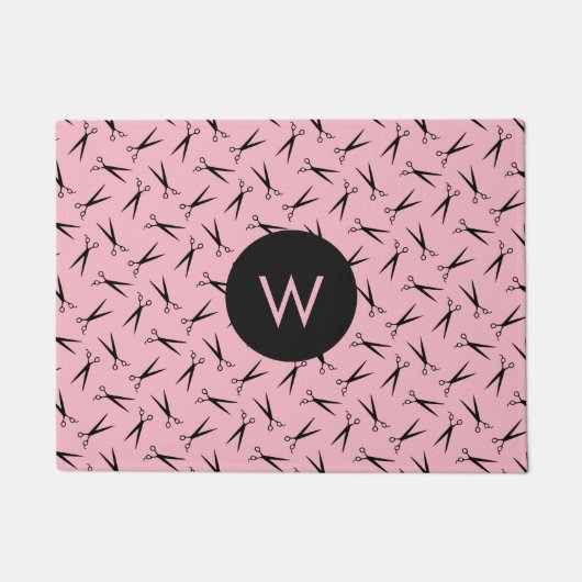 Monogram schaar-haarstlijstpatroon deurmat (Voorkant)