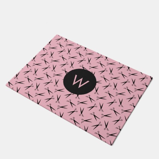 Monogram schaar-haarstlijstpatroon deurmat (Schuin)