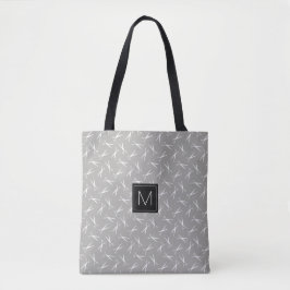 Monogram schaar Patroon in grijs Tote Bag