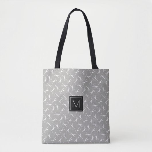 Monogram schaar Patroon in grijs Tote Bag (Voorkant)