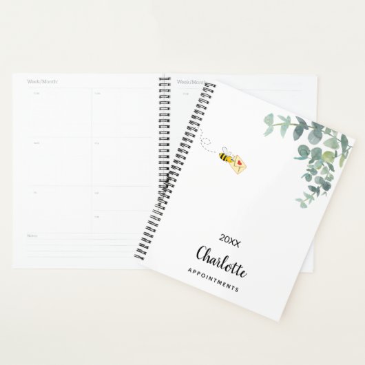 Monogram schattig bijen eucalyptus groen planner (Display)