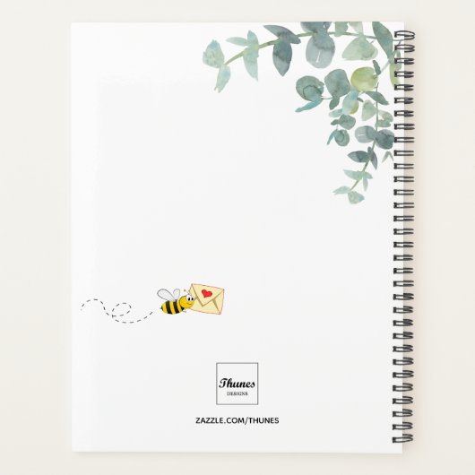 Monogram schattig bijen eucalyptus groen planner (Achterkant)