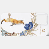 Monogram Schattig Bosvos Waterverf Bloem Naam Case-Mate iPhone Case (Achterkant (horizontaal))