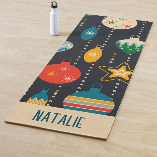 Monogram schattig contrast navy en beige Ornamente Yogamat (In situ)