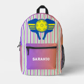 Monogram schattig en leuk ingrediënt en strepen bedrukte rugzak (Voorkant)