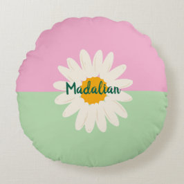 Monogram schattig girly roze en groen kleurenblok rond kussen