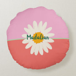 Monogram schattig girly roze groen blauw zonnebloe rond kussen