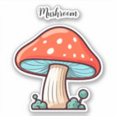 Monogram schattig Kawaii Red Mushroom Scrapbook Sticker (Voorkant)