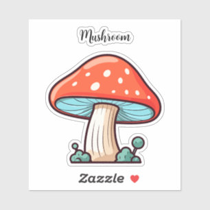 Monogram schattig Kawaii Red Mushroom Scrapbook Sticker
