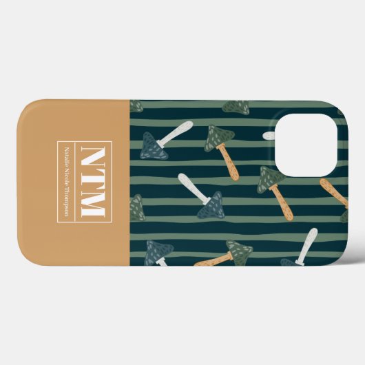 Monogram schattig klassiek paddenstoelenpatroon Gr Case-Mate iPhone Case (Achterkant (horizontaal))
