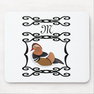 Monogram schattig Mandarijn Duck Illustratie Muismat