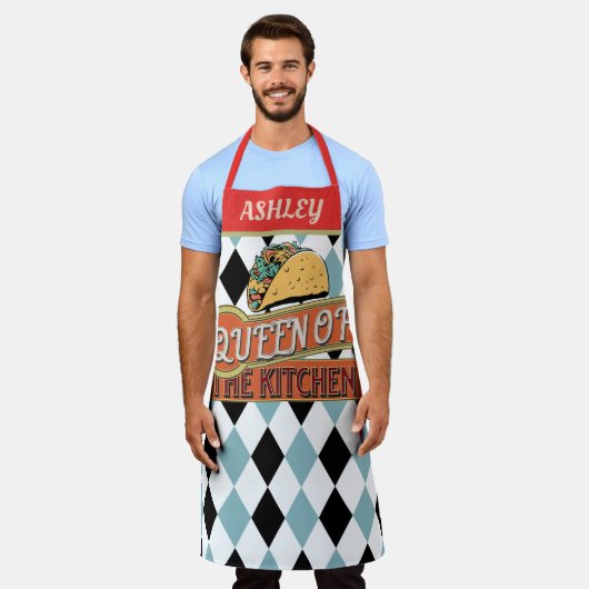 Monogram schattig retro kunstwerk Taco expert Schort (Gedragen)