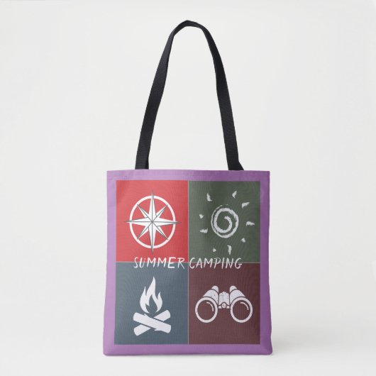 Monogram schattig retro zomercamping tote bag (Voorkant)