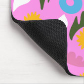 Monogram schattig roze vet patroon bloemig muismat (Hoek)