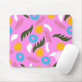 Monogram schattig roze vet patroon bloemig muismat (Met muis)