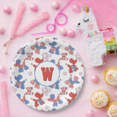 Monogram Schattige 4 juli Ballonhonden Papieren Bordje (Feest)