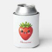 Monogram schattige aardbei kawaii blikjeskoeler (Blikje Voorkant)