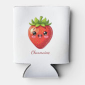 Monogram schattige aardbei kawaii blikjeskoeler (Voorkant)