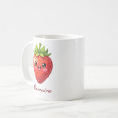 Monogram schattige aardbei kawaii koffiemok (Voorkant links)