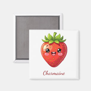 Monogram schattige aardbei kawaii magneet